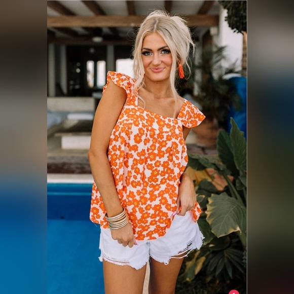 Impressions Tops - NEW! Impressions, Shaken Or Stirred Floral Tank In Orange, NWT, Size 1X